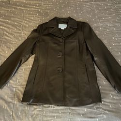 9 West Women’s Brand New 100% Black Leather Jacket