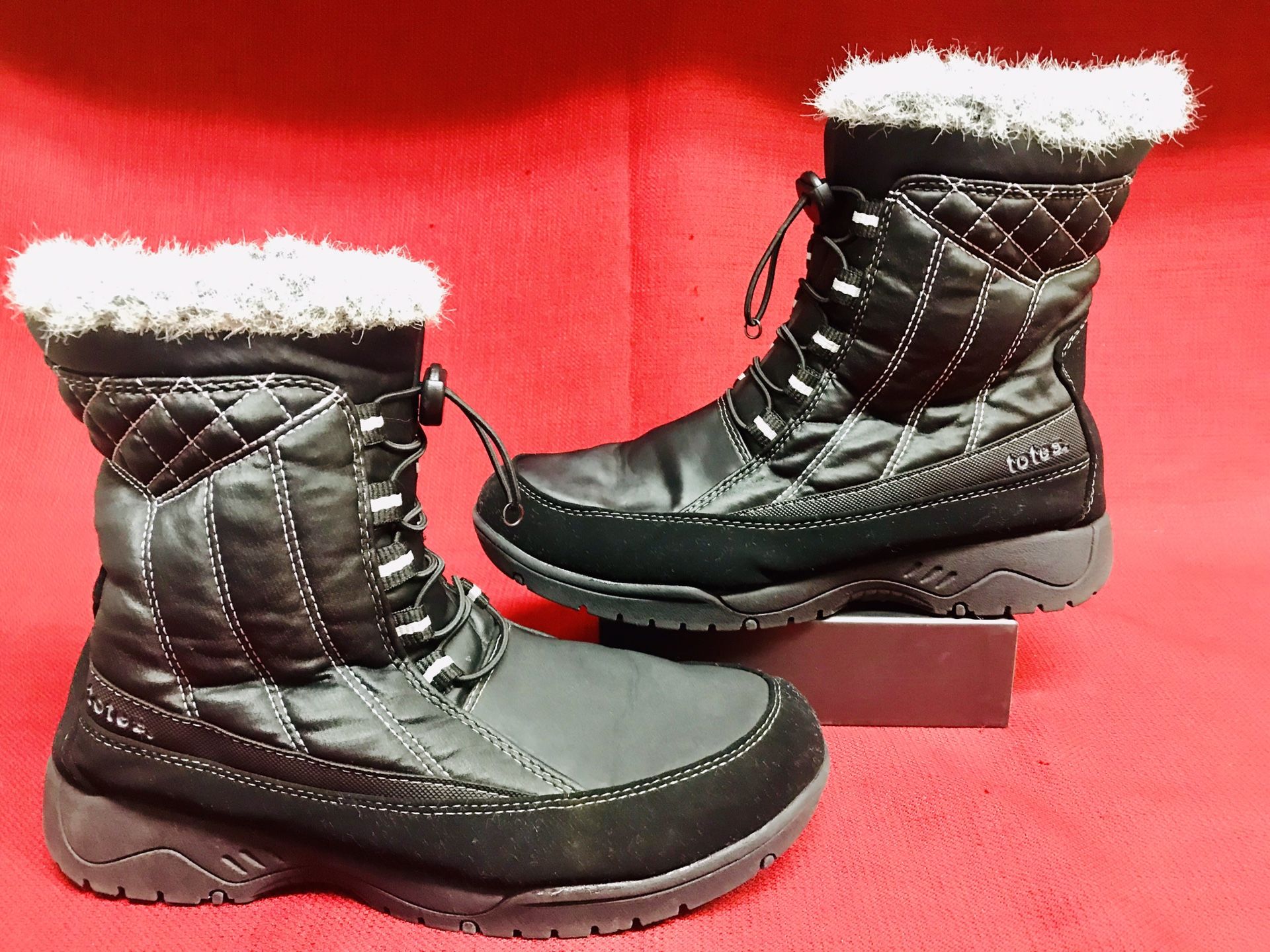 TOTES EVE Black Women’s Winter Boots Fuax Fur Insulated Waterproof Snow 8M