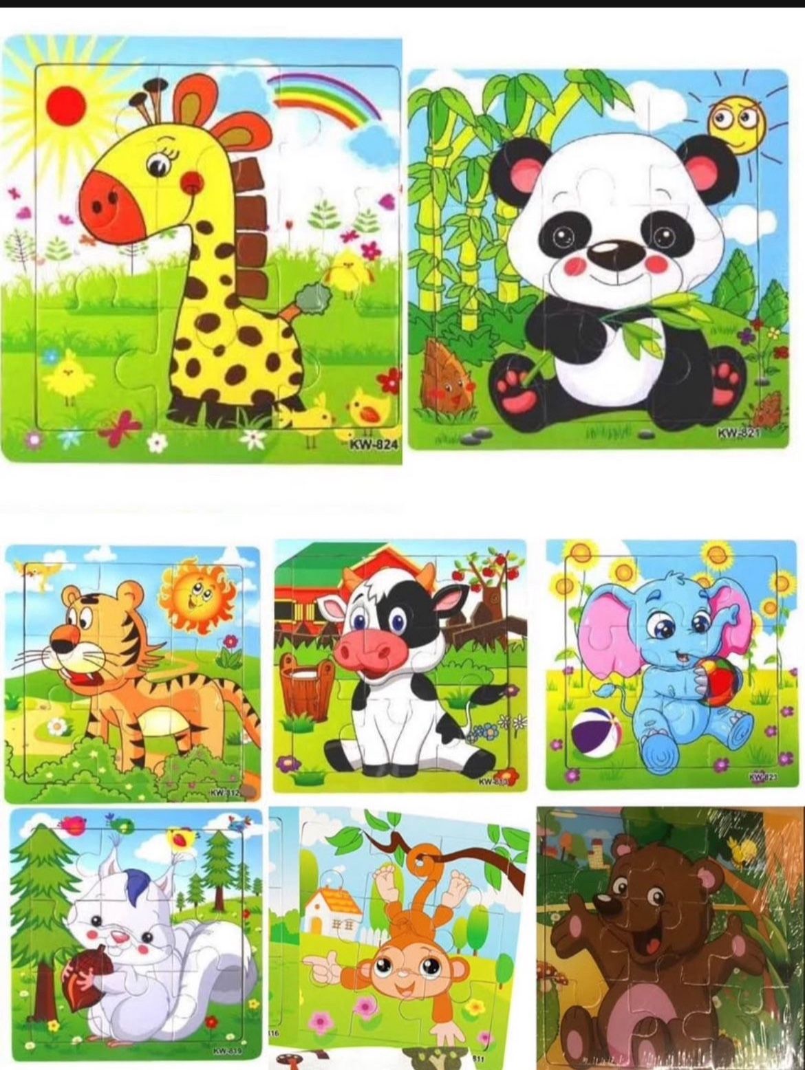 8 Pack Wooden Jigsaw Puzzles for Kids Toddler Puzzles 9 Pieces Preschool Educational Learning Toys