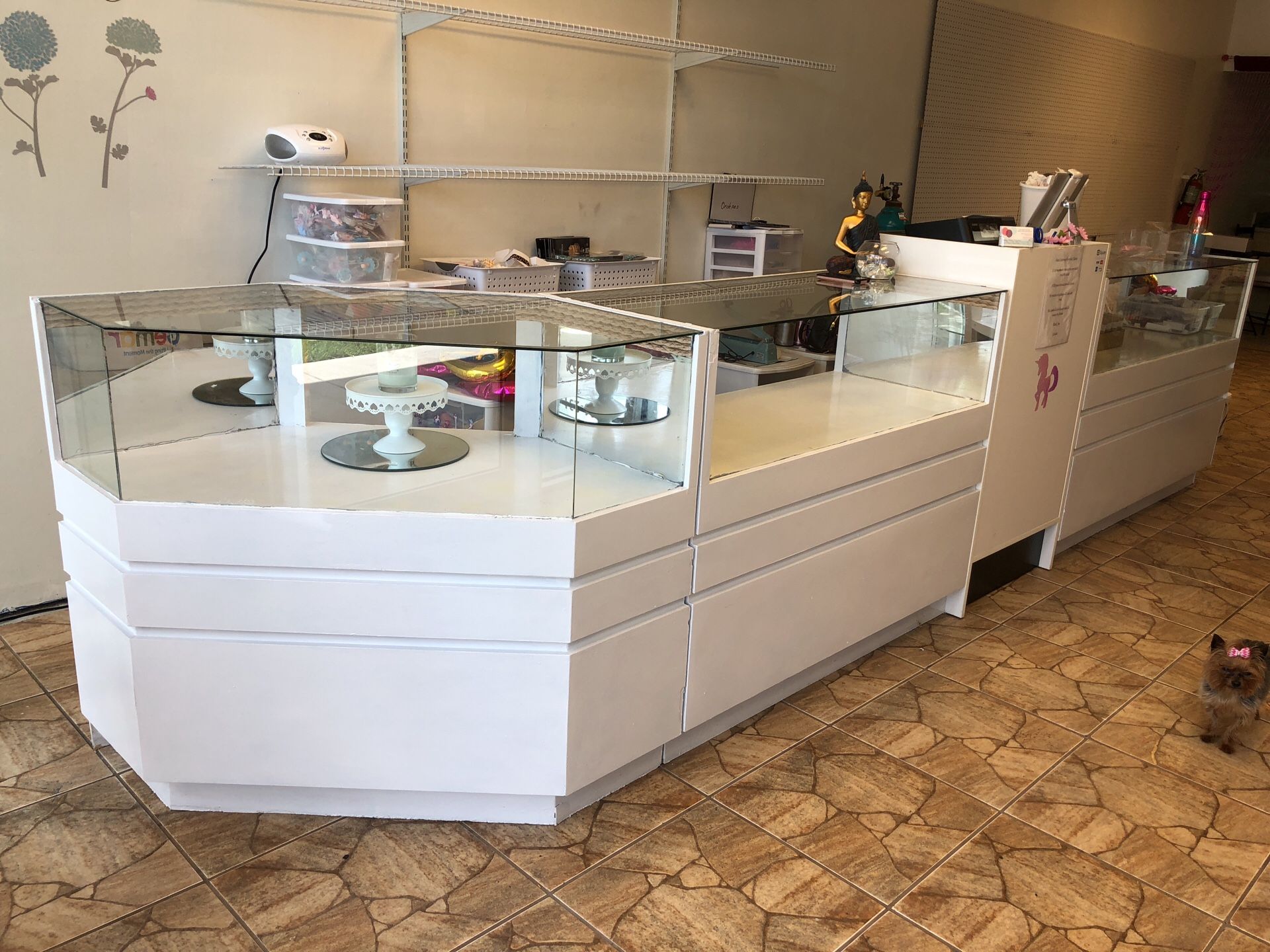 White retail counter