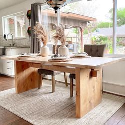 Custom Built Dining Table Solid wood Farmhouse Set Modern Rustic Bench Country Oval Round Counter Breakfast Height  Farm House 