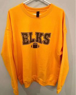 Centerville Elks XL Custom 50/50 Crewneck Unisex 🏈 Sweatshirt, Gold/Black, NEW