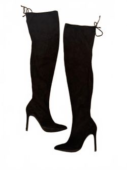 Fashion Nova Black 4 1/2” Over-the-Knee Stiletto Boots | Size 8.5