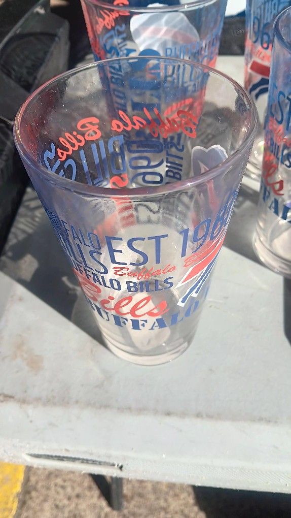 4 Buffalo Bills 1960 Drinking Glasses