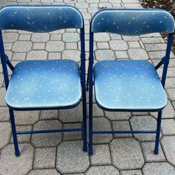 Blue Nylon Metal Frame Kids Chairs 