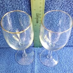 Antique Crystal Wine Glasses w/ 24k Gold Rim