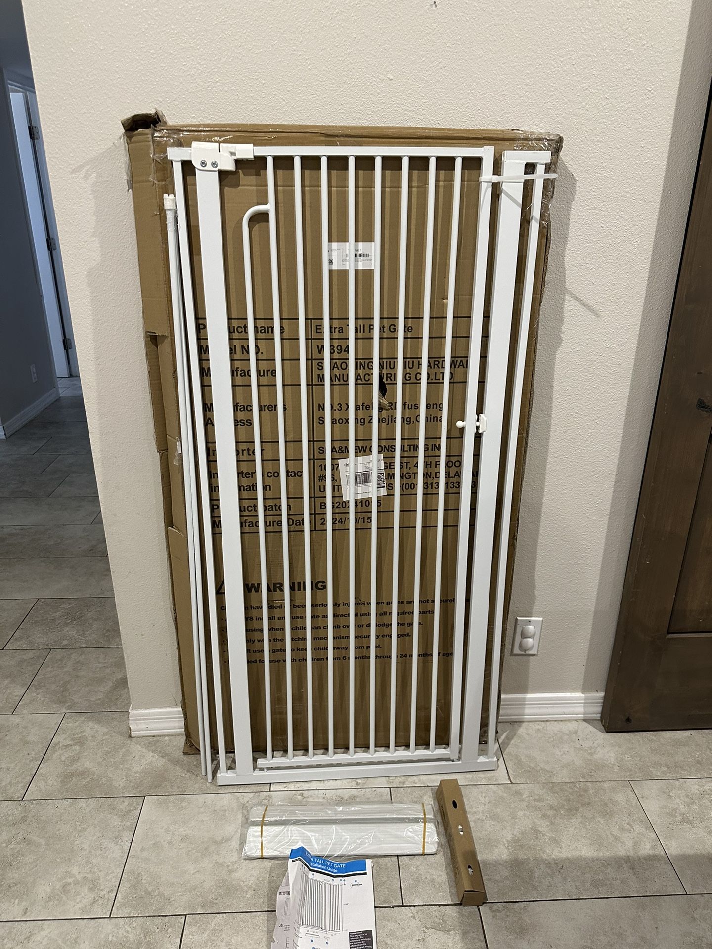 57” Tall Pet Gate / Baby Gate - Fits Openings 29.1” - 33.8”