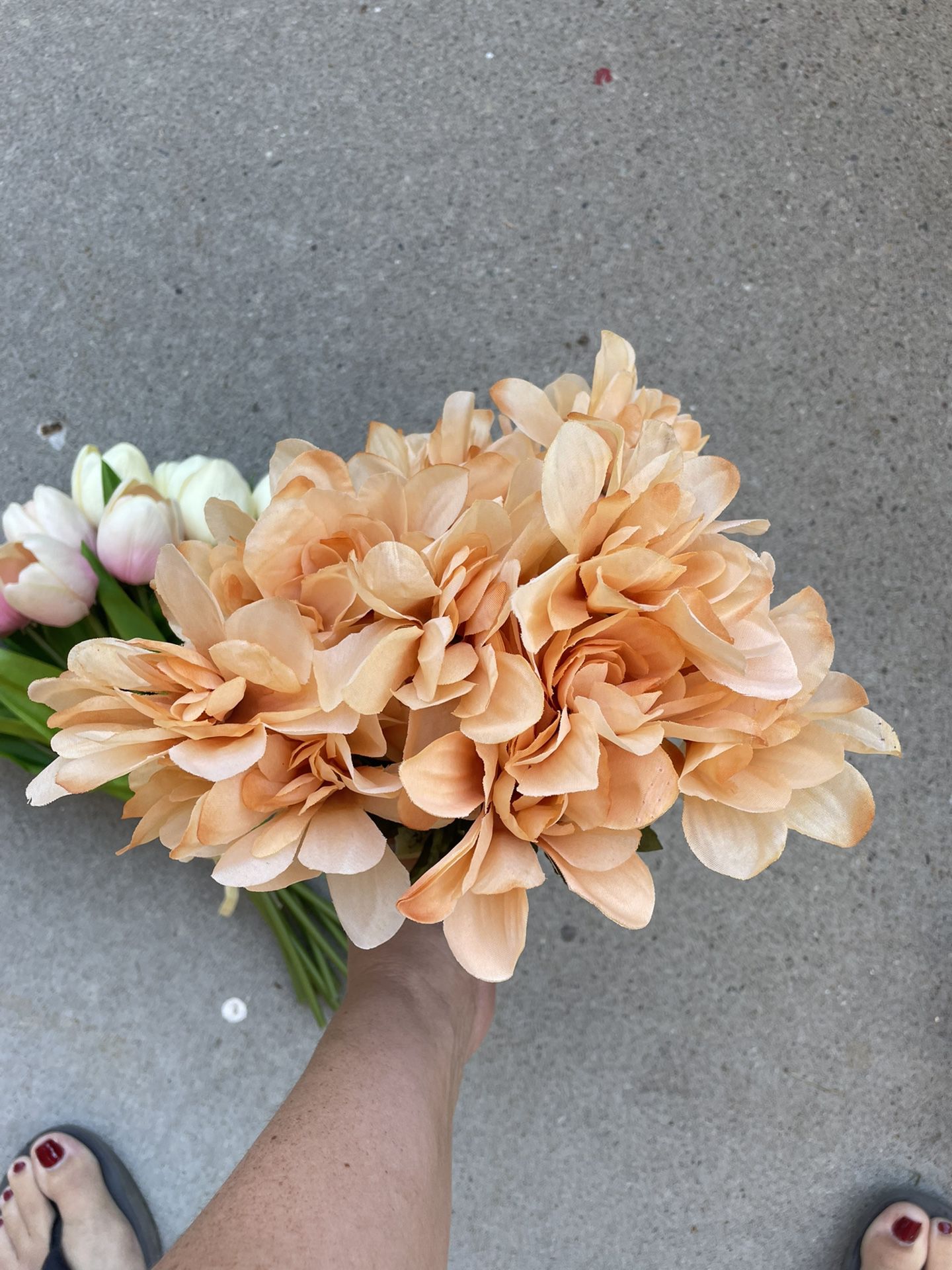 Faux Tulips And Dahlias 