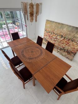 Teak Wood Extendable Dining Table + 6 Chairs