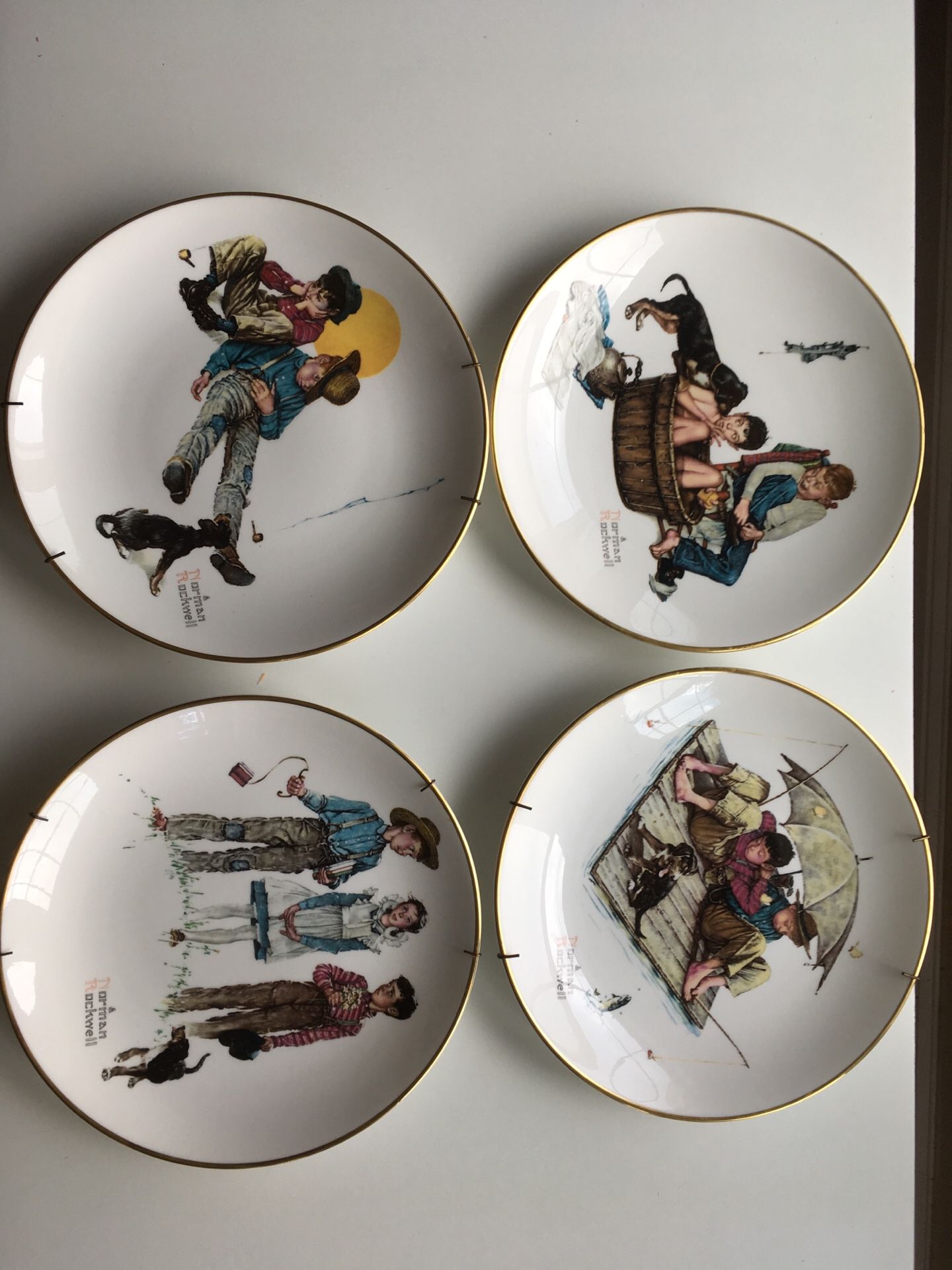 Limited edition Norman Rockwell 1975 Four Seasons Plates, Gorham Set of 4 Plates