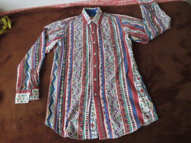 The Wear Of The West Shirt Long Sleeve Aztec Western Cowboy Rodeo 15.5/35