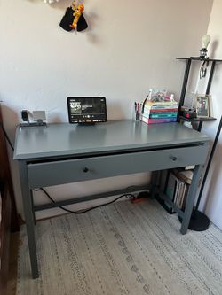 Gray Writing Desk with single drawer