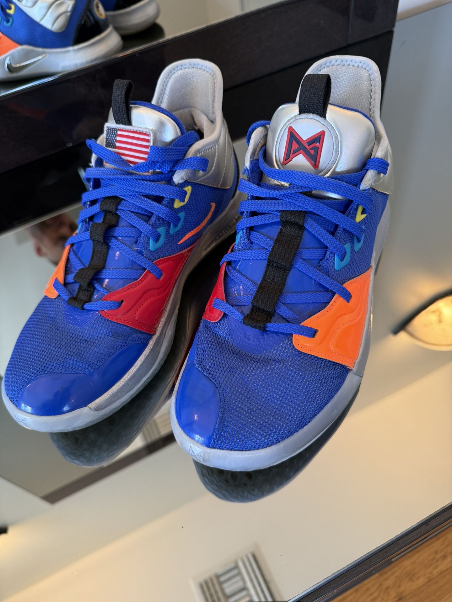 NEW NIKE NASA PG3 Apollo 14 Sneakers Nike NASA X PG 3 Apollo 14 Blue/Metallic Silver Basketball  main image 2