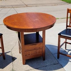 Oak High Top Table And Chairs