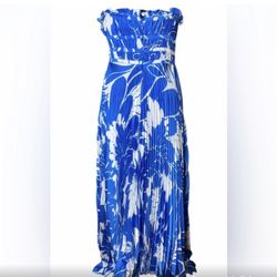 Taylor Blue And White Floral Dress