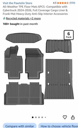6-Piece TPE Floor Mats for Tesla Cybertruck