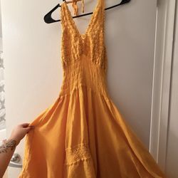 Yellow Summer Sun Dress 