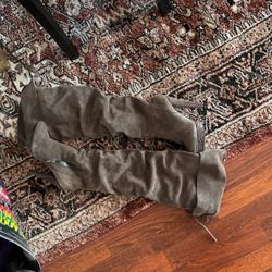 Gray over the kneee suede boots