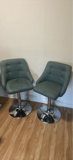 Pair of Adjustable Fabric Bar Stools