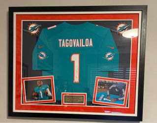 Tua Tagovailoa Signed Miami Dolphins Framed Jersey