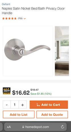 Defiant Naples Satin Nickel Bed/Bath Privacy Door Handle