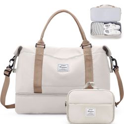Weekender Bags for Women, Personal Item Travel Bag with Shoes Compartment Overnight Travel Duffel Bag with Toiletry Bag, Airplane Friendly Carry-On Ba