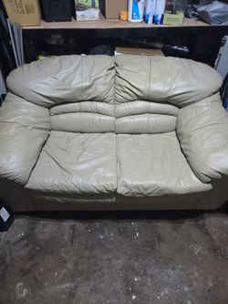 Leather Beige Love Seat