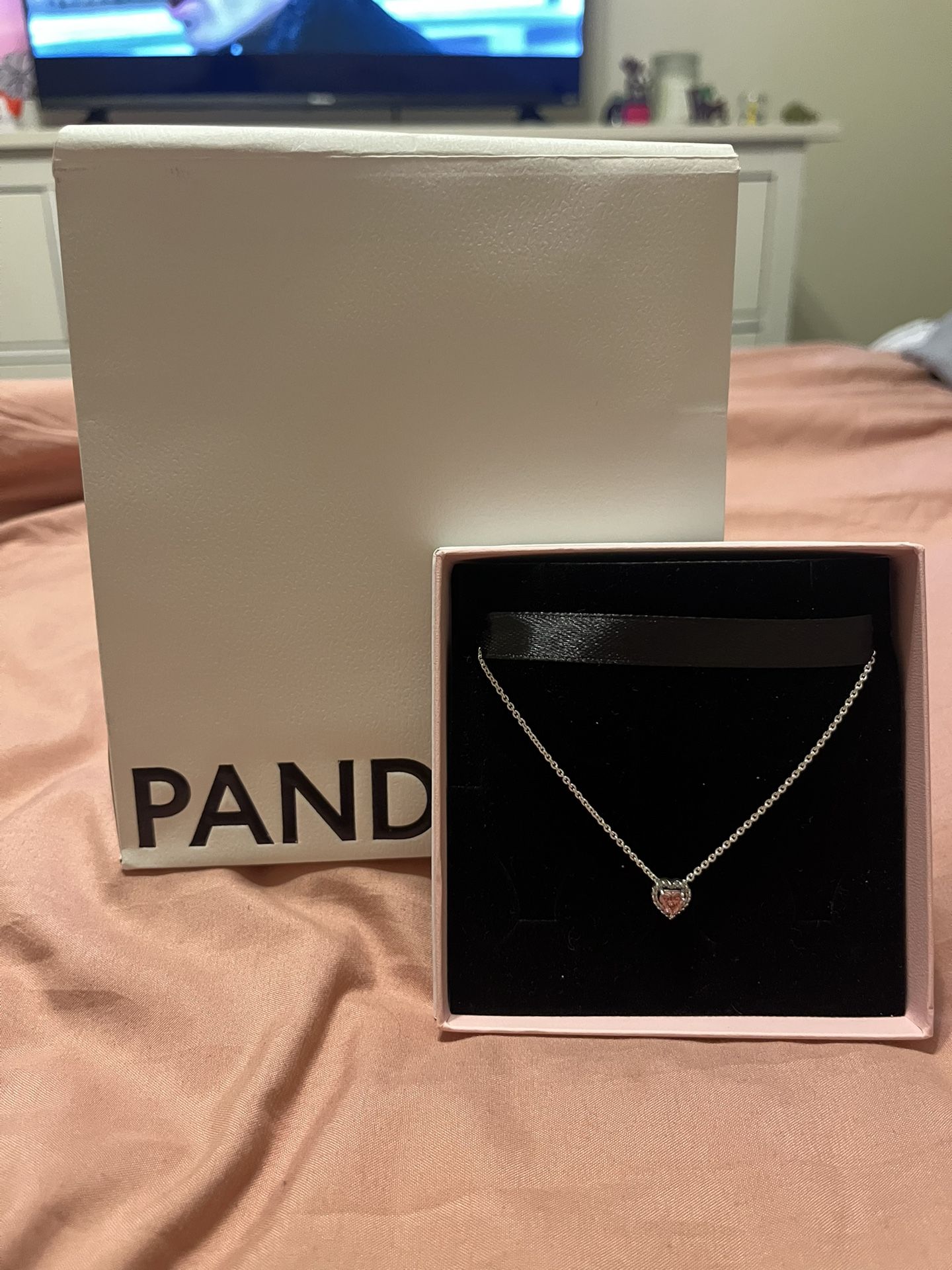 Pink Heart Shaped Pandora Necklace