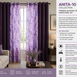 ANITA-10 Thermal Blackout & Sheer Curtain Set 💜