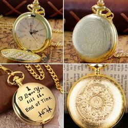 New gold color I love you till the end of time pocket watch SHIPPING AVAILABLE