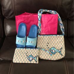 Vera Bradley Sandals, Cross Body Purse And Wrist Purse
