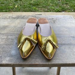 Golden Leather Shoes