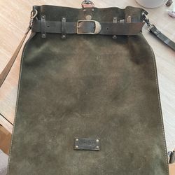Forest Green Suede Backpack/tote