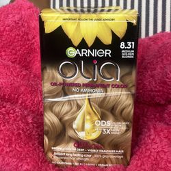3 Boxes of Garnier Olia Oil Powered Permanent Hair Color, 8.31 Medium Golden Blonde + Redken Samples