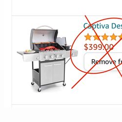 New! Captiva Designs 4-Burner Propane Gas BBQ Grill with Side Burner & Porcelain-Enameled Cast Iron Grates, 42,000 BTU Output Stainless Steel Grill