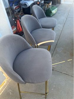 Suede Chairs 3 Set Gray