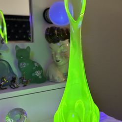 RARE Vintage Viking Glass Uranium Epic Swung Vase 12.5”