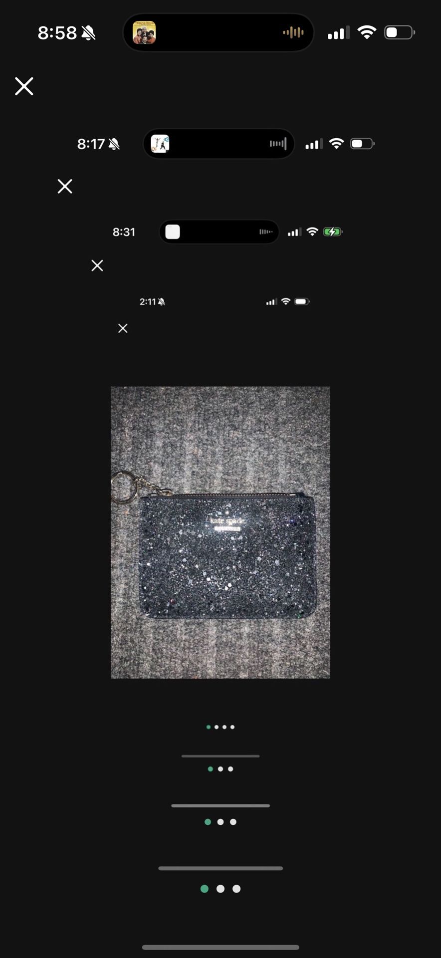 KATE SPADE ID CARD HOLDER WALLET SPARKLING BLACK