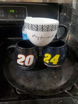 Nascar Collection Coffee Mugs And A White Beautiful 