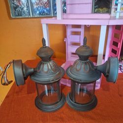 2 Antique  Brass Lantern To Mount On The Outside Wall. 