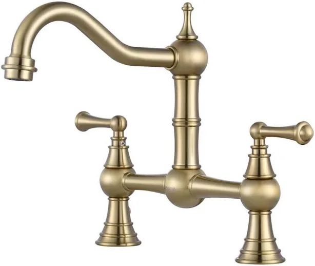 WOWOW Double Handle Bridge Kitchen Faucet (contact info removed)G