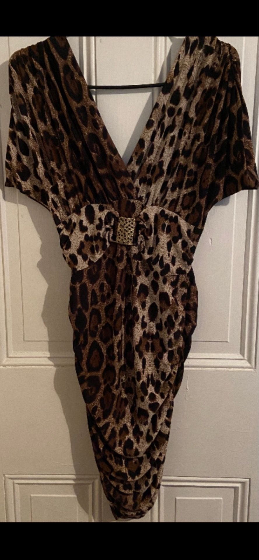 Leopard Print Backless Dress