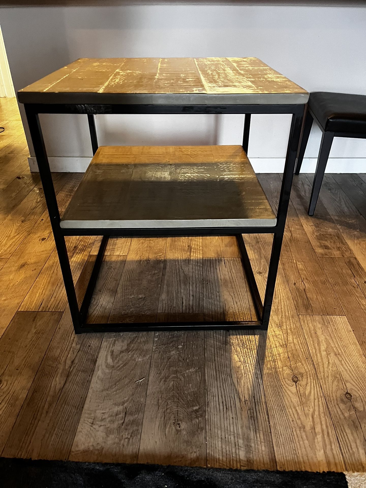 Wood And Metal End Table
