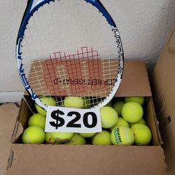 100 Tennis Balls & Wilson Junior Racket 