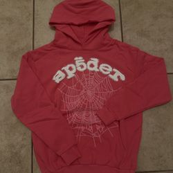size S PINK SP5DER HOODIE WITH RHINESTONES 