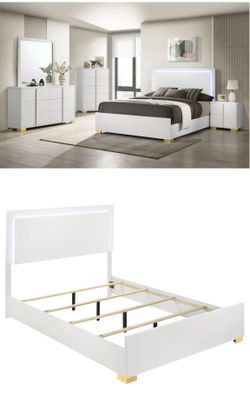 Queen size bed with mattress and night stand, used 2 months