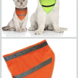 Set of 2 Dog Reflective Scarf Safety Pet Bandana,Orange,M