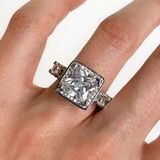 Forever All Around White Topaz Halo Princess Engagement Ring