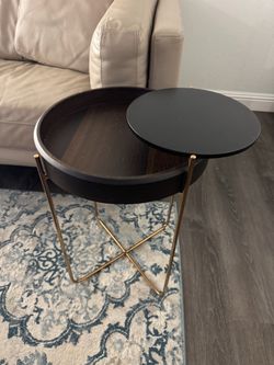 Set of 2 Modern Wood & Metal Side Tables