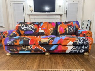 Graffiti style hand painted sofa